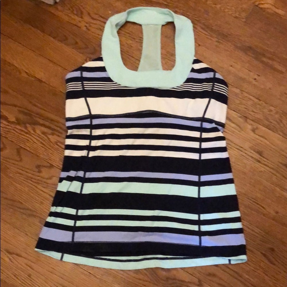 Lululemon striped top with shelf bra (sz 12)